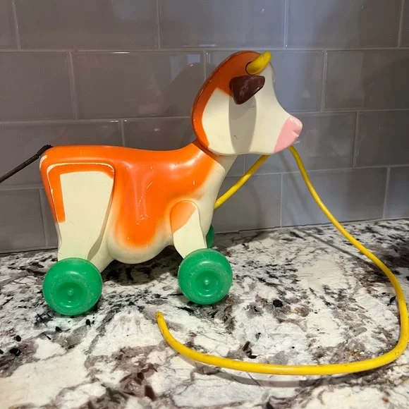 Vintage Fisher Price 1972 Vintage Molly Moo Cow Pull Toy, fisher price cow toy - Picture 4 of 6